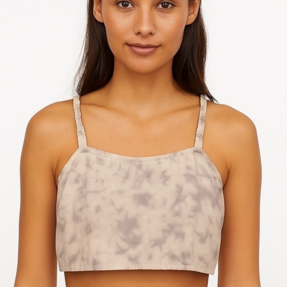 Paper Crane Cream and Gray Tie-Dye Top